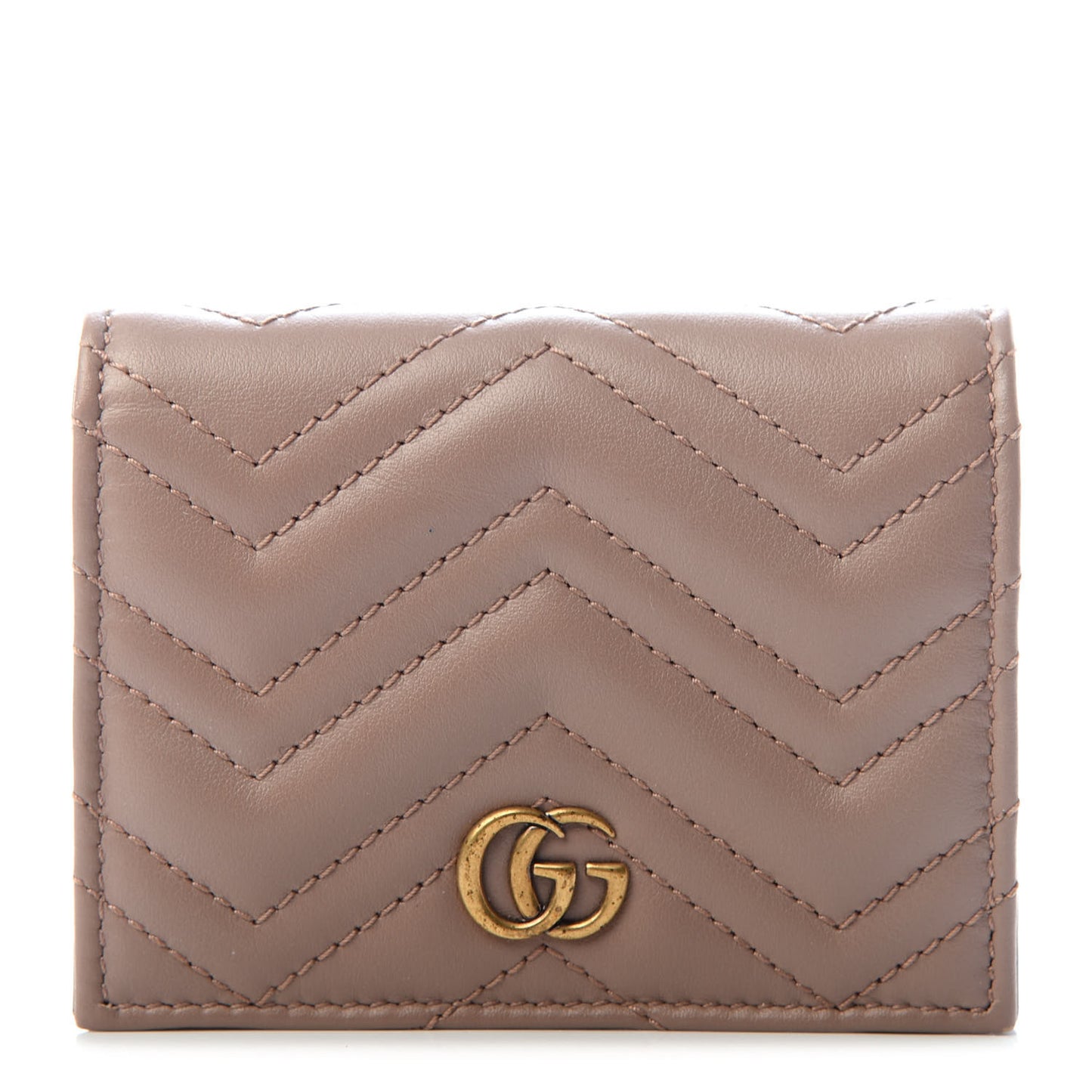Calfskin Matelasse GG Marmont Card Case Wallet Porcelain Rose