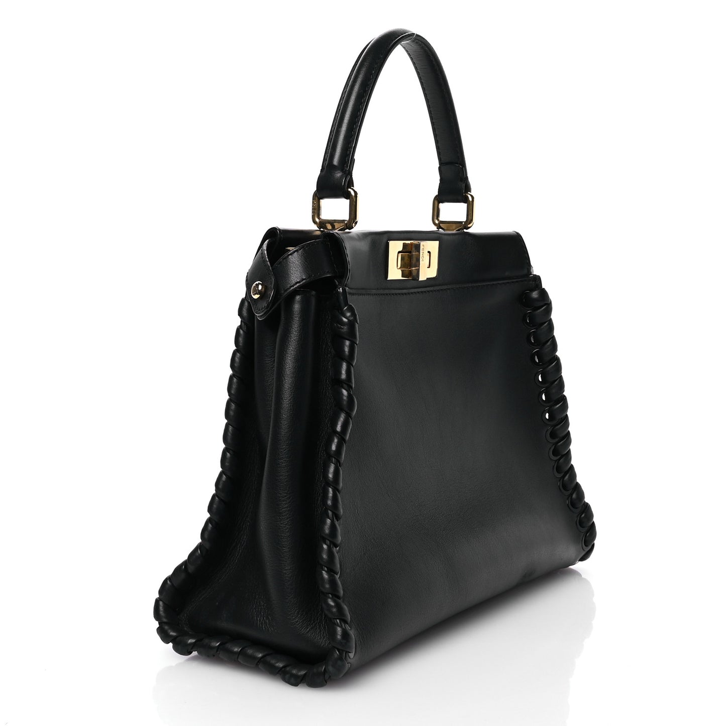 Vitello Seta Lace Up Medium Peekaboo Iconic Satchel Black
