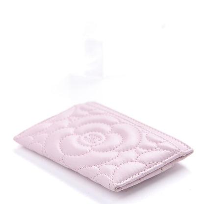 Chanel Lambskin Camellia Embossed Card Holder Pink 10 of 11