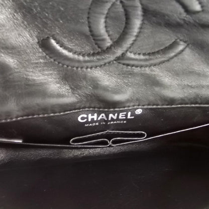 Chanel Canvas Sequin Stripe Medium Double Flap Black White 9 of 9