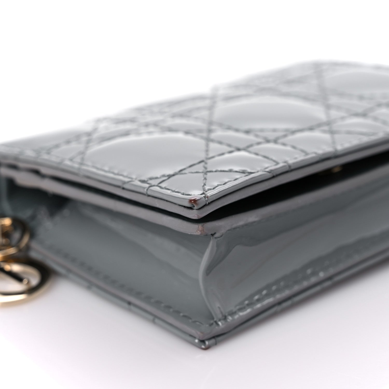 Christian Dior Patent Cannage Mini Lady Dior Wallet Grey 9 of 12