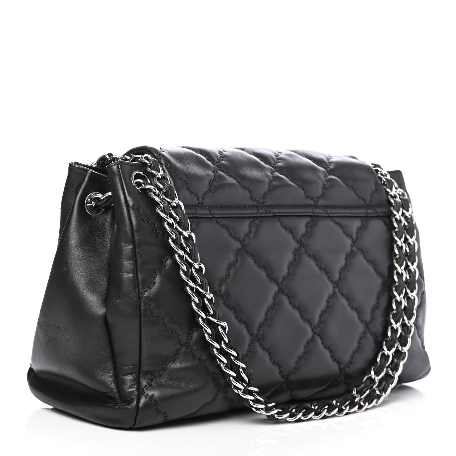 Chanel Calfskin Double Stitch Large Hamptons Flap Bag Black 2 of 4