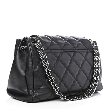 Chanel Calfskin Double Stitch Large Hamptons Flap Bag Black 2 of 4