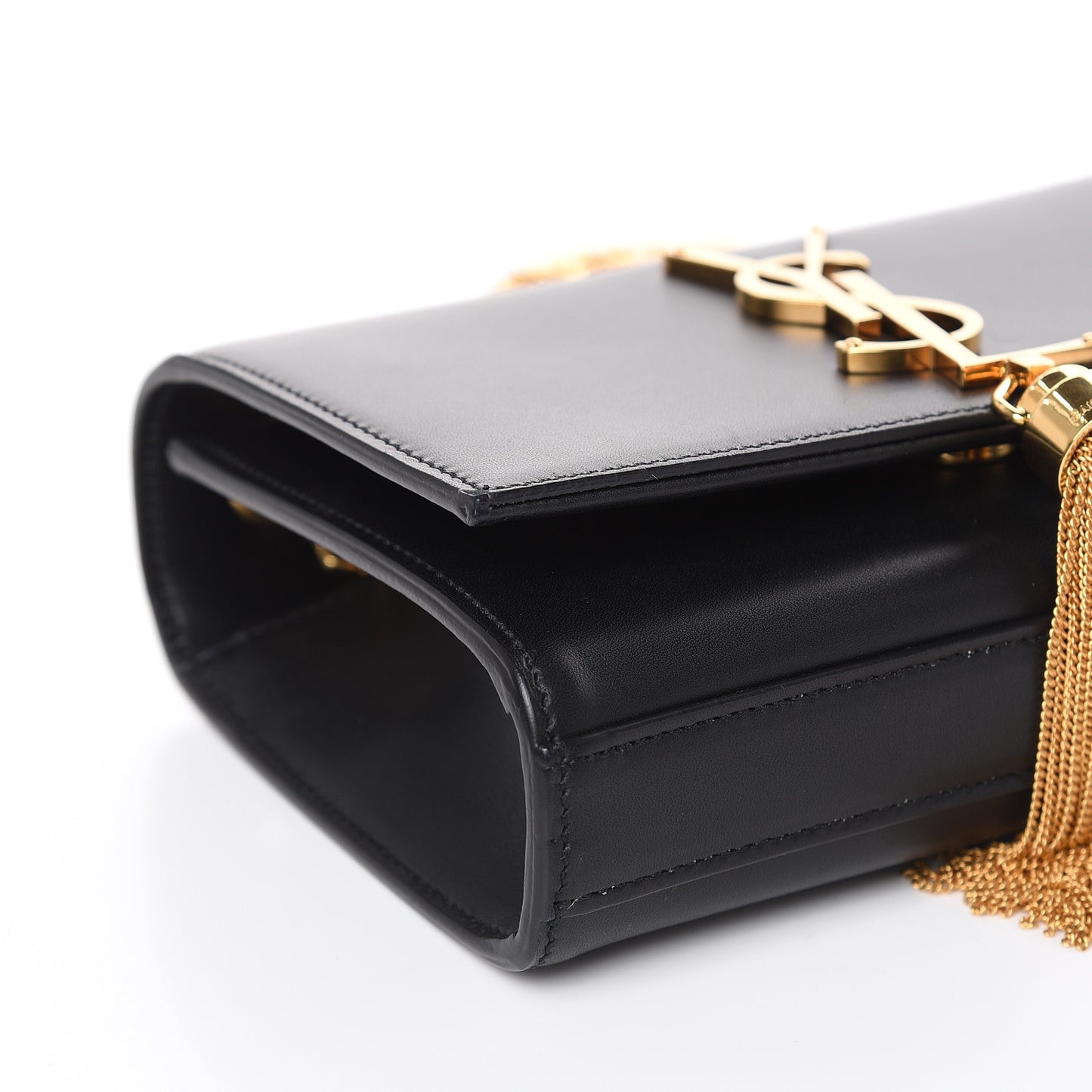 Calfskin Small Classic Monogram Kate Tassel Satchel Black