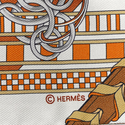 Hermes Silk Brides et Gris Twilly Caramel White Bronze 3 of 4