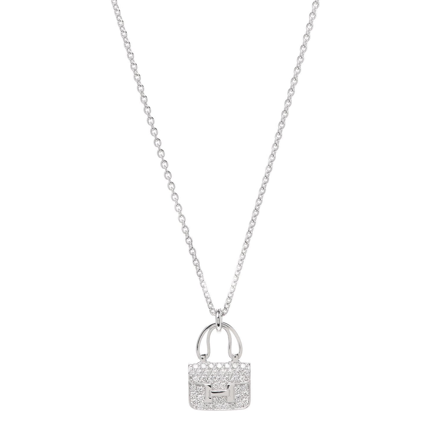 18K White Gold Diamond Constance Amulettes Pendant Necklace