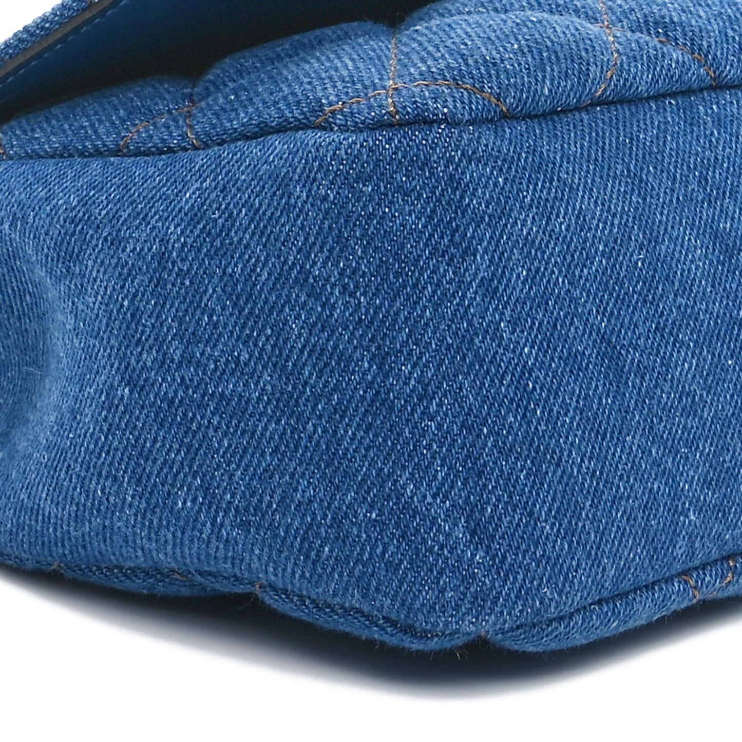 Denim Quilted La Medusa Small Shoulder Bag Blue
