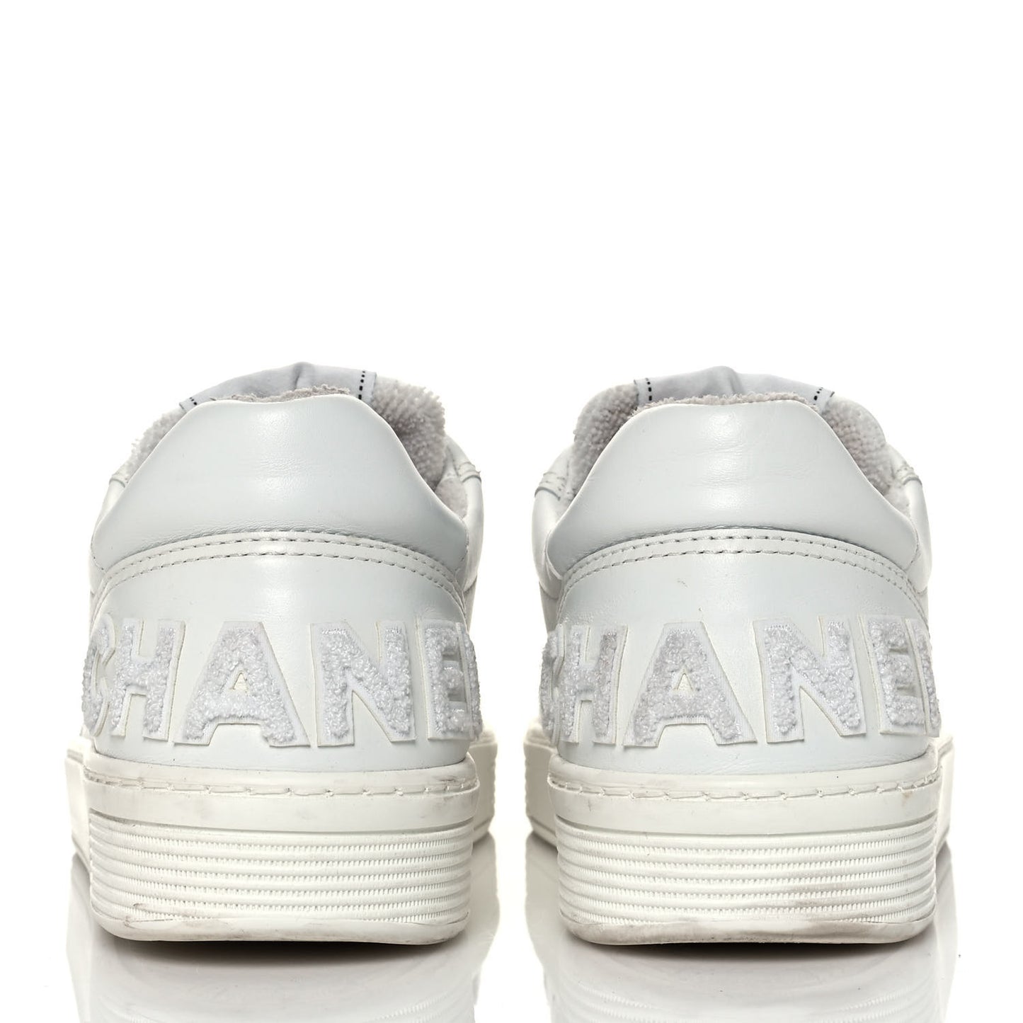 Calfskin Womens Logo Sneakers 40 White