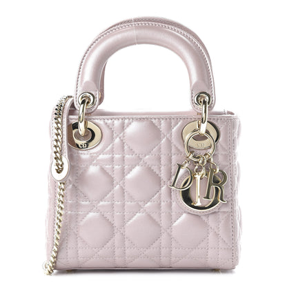 Christian Dior Metallic Lambskin Cannage Mini Lady Dior Lotus 1 of 9