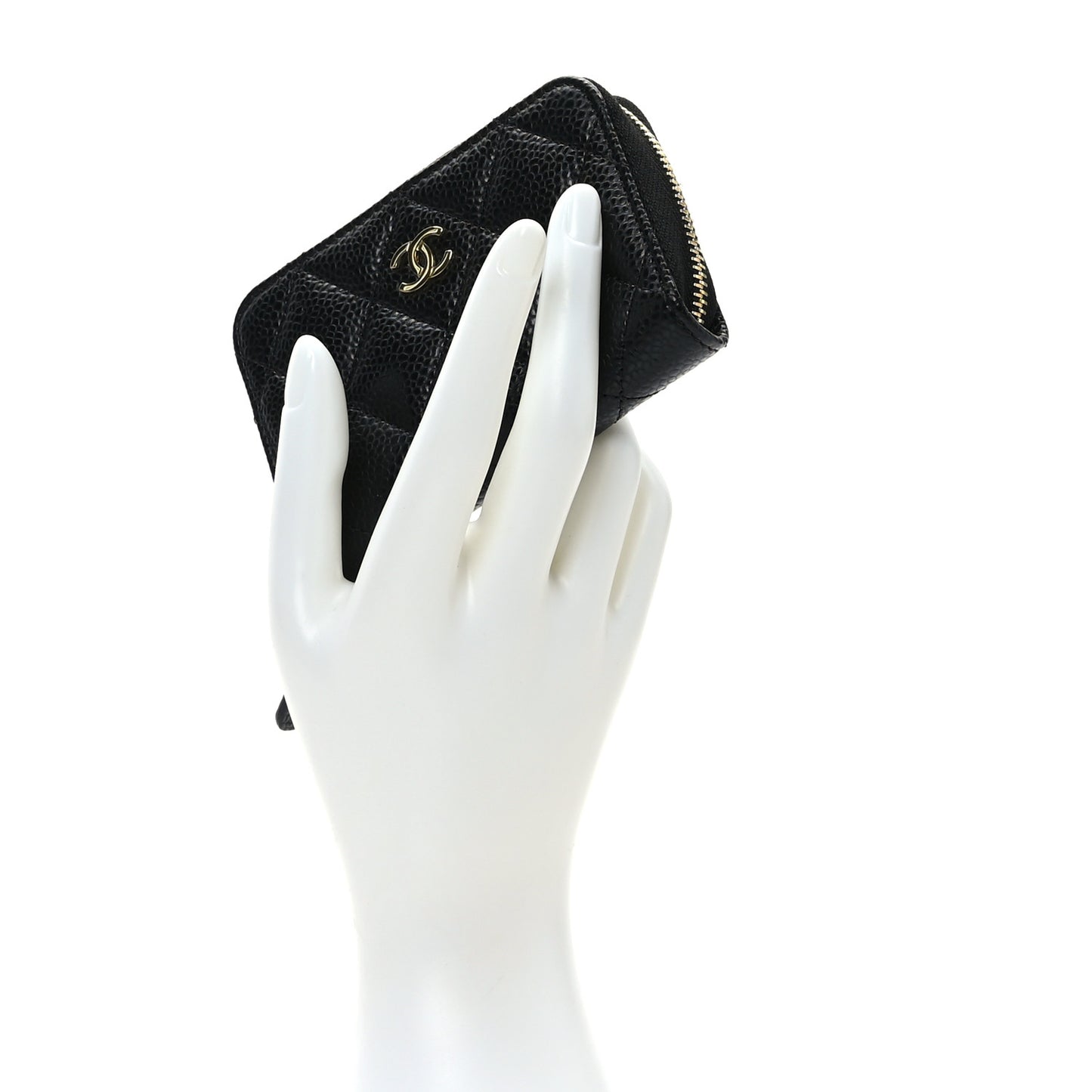 Caviar Quilted Zip Coin Purse Black