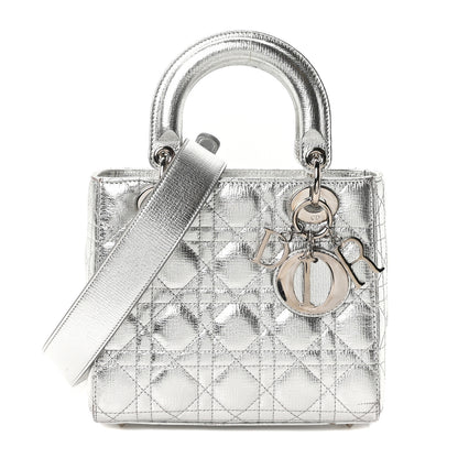 Christian Dior Metallic Grained Calfskin Cannage Small Lucky Badges My Lady Dior Silver 1 of 19