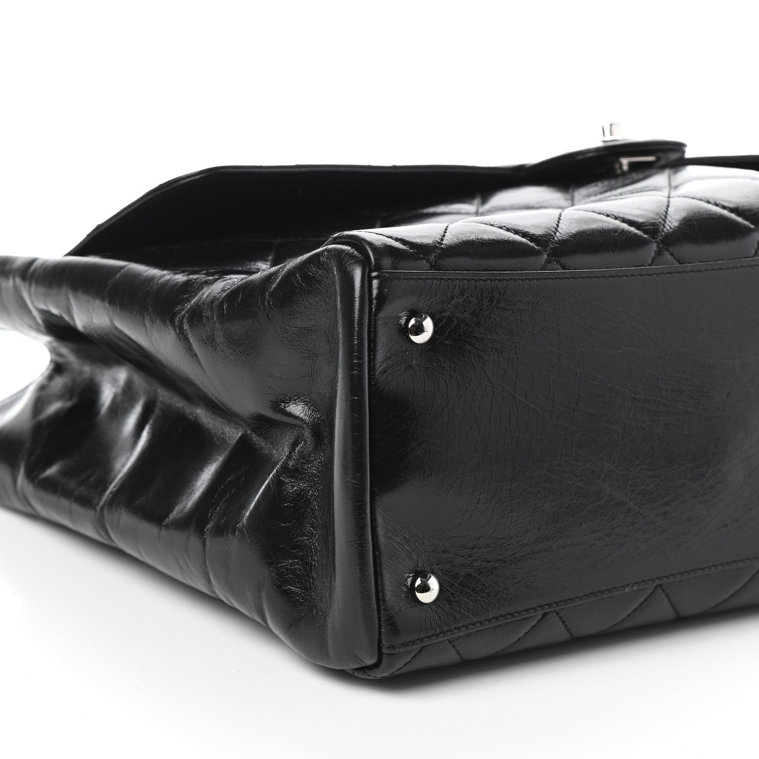 Chanel Glazed Calfskin Quilted Large CC Delivery Tote Black 9 of 10