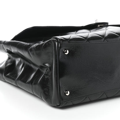 Chanel Glazed Calfskin Quilted Large CC Delivery Tote Black 9 of 10