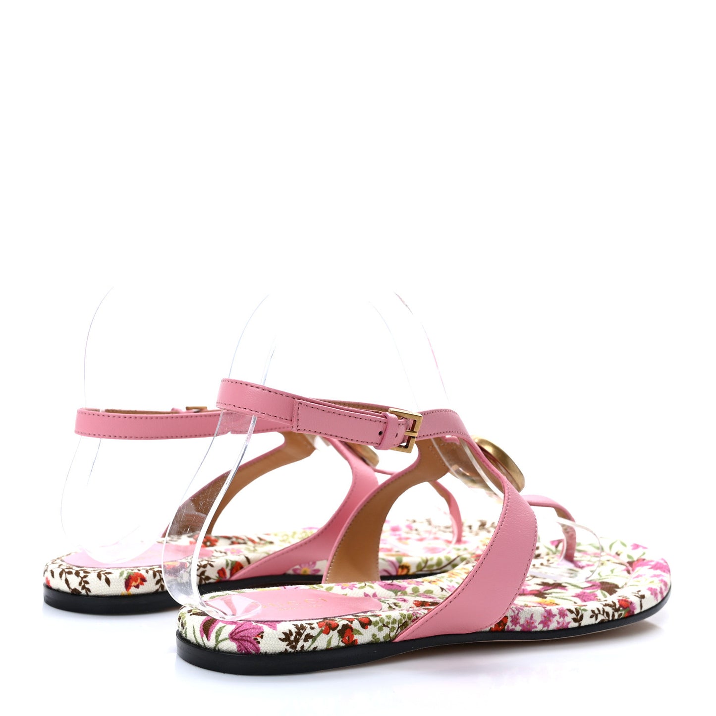 Calfskin Double G Thong Flat Sandals 38 Butterfly Pink
