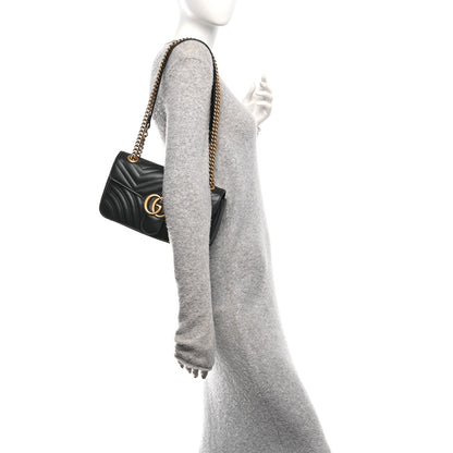 Gucci Calfskin Matelasse Small GG Marmont Shoulder Bag Black 2 of 10