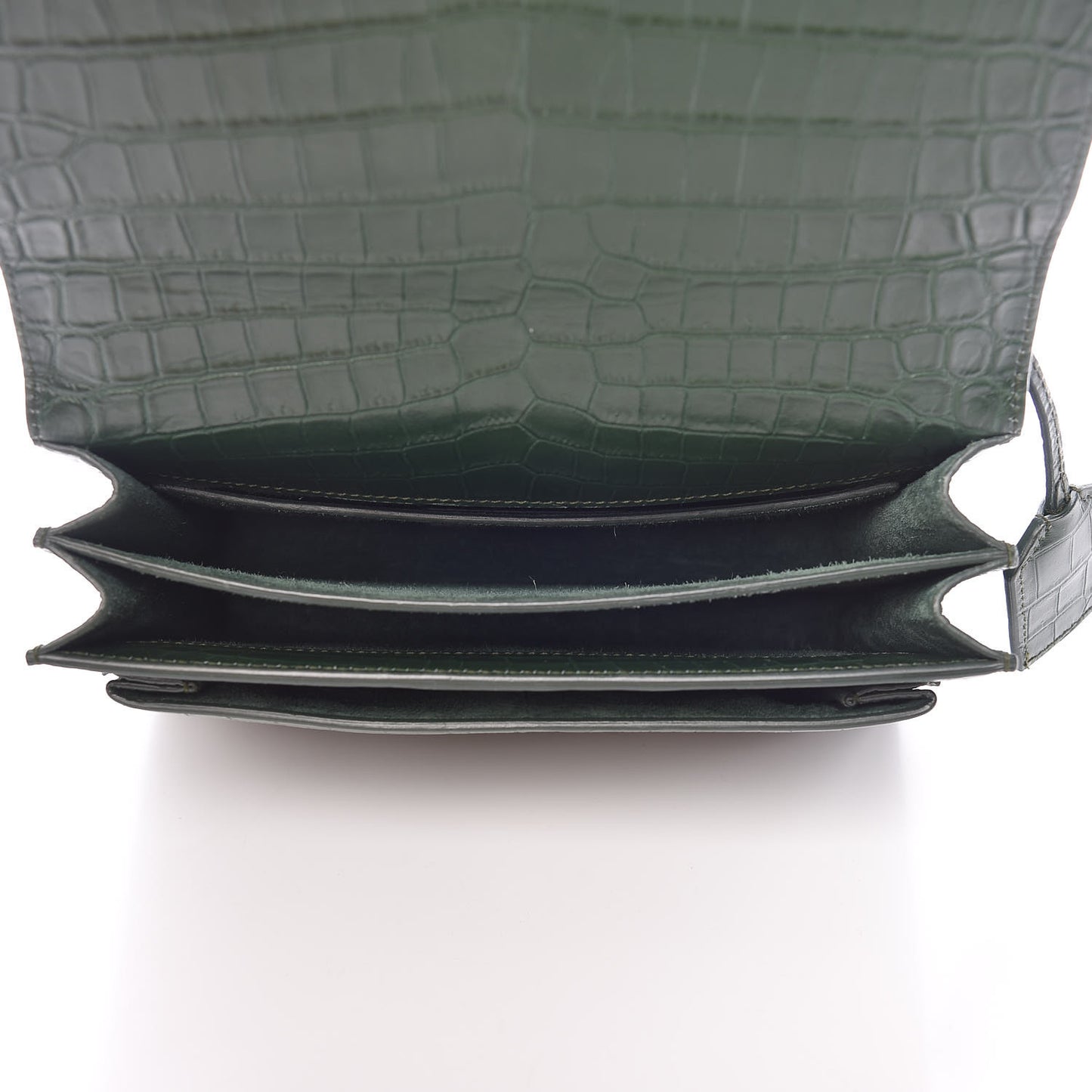 Calfskin Crocodile Embossed Medium Monogram Sunset Dark Green