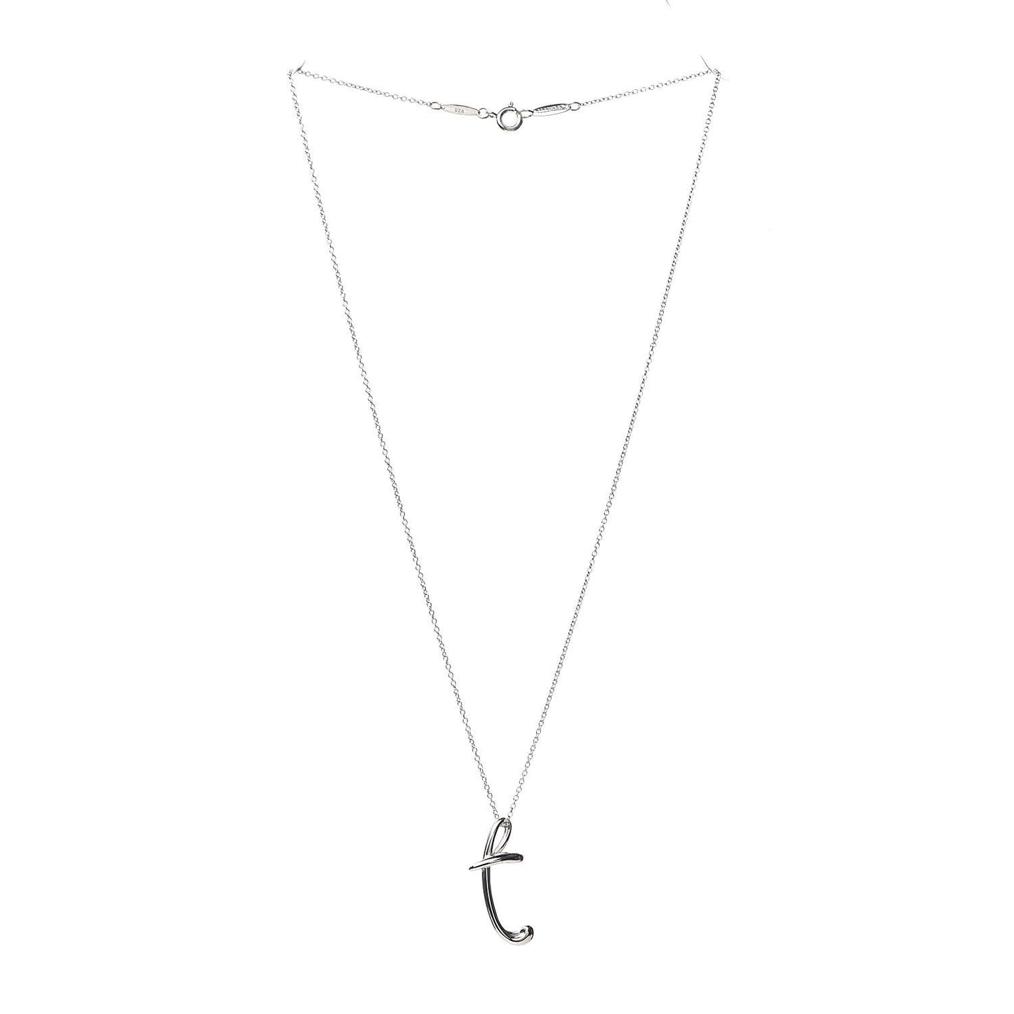Sterling Silver Elsa Peretti Letter "T" Pendant Necklace
