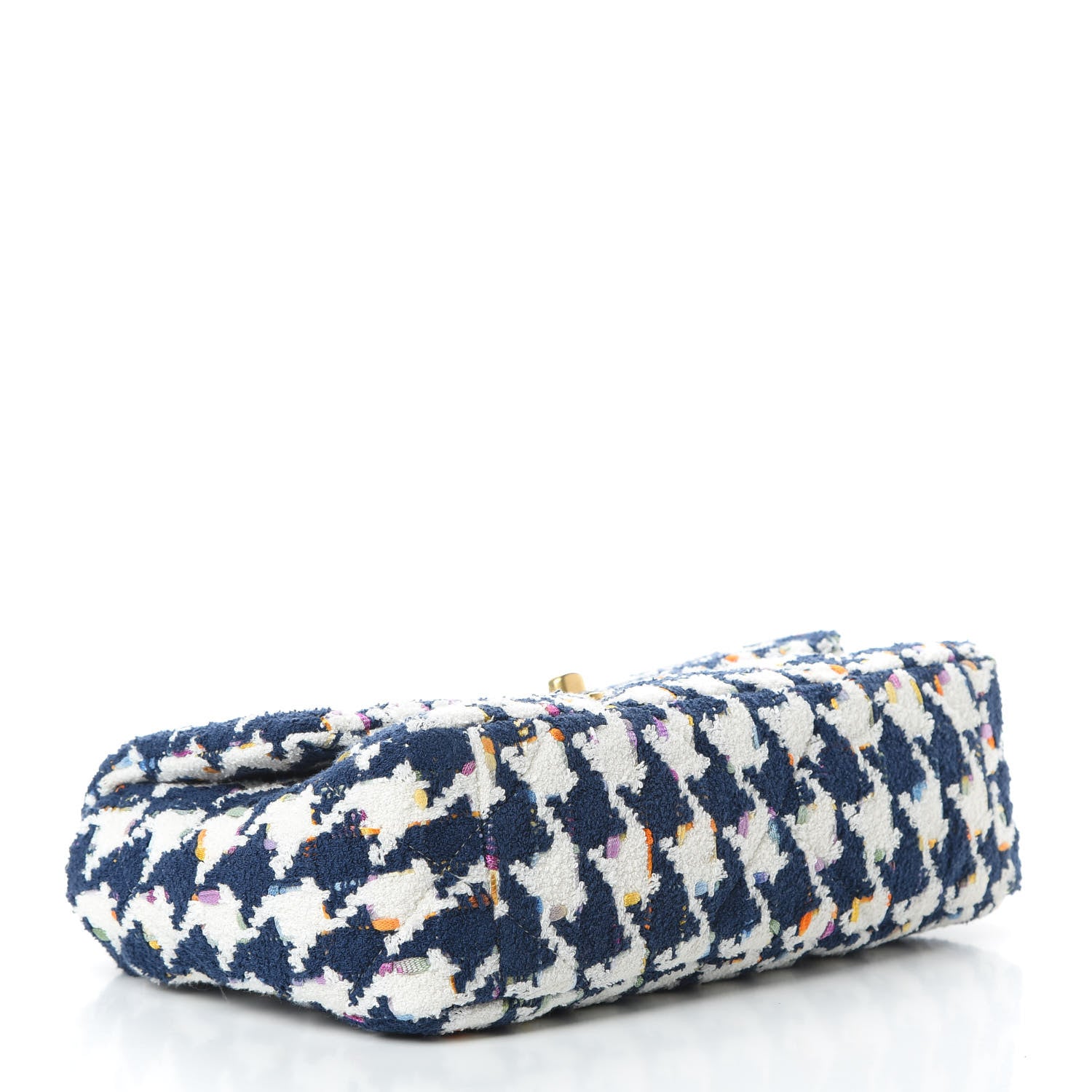 Chanel Tweed Quilted Medium Chanel 19 Flap Ecru Navy Blue Multicolor 4 of 10