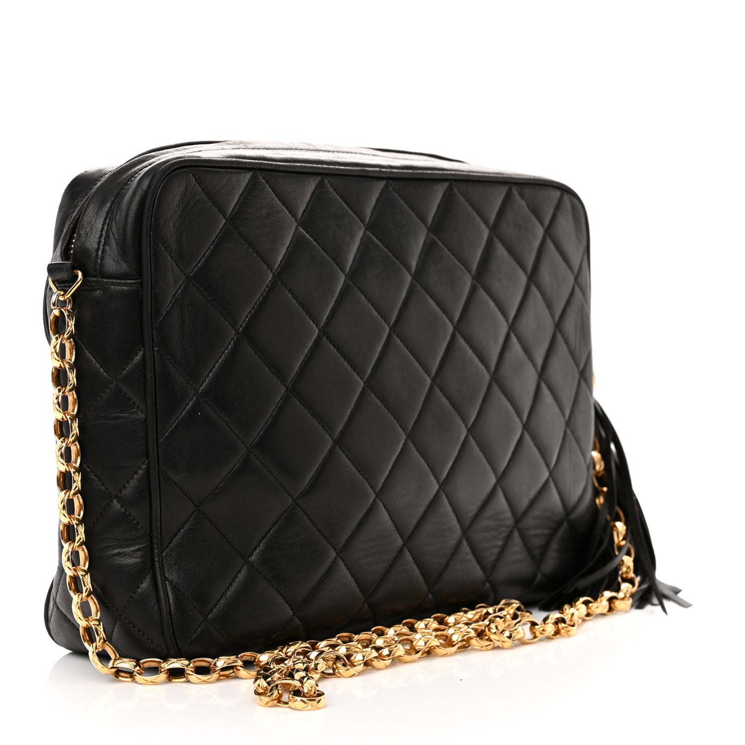 Chanel Lambskin Quilted CC Tassel Camera Case Black 3 of 15