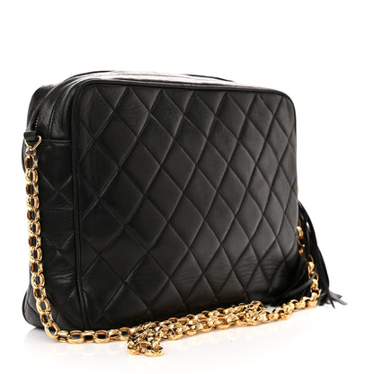Chanel Lambskin Quilted CC Tassel Camera Case Black 3 of 15