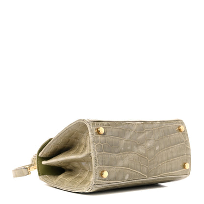 Salvatore Ferragamo Crocodile Gancini 2-Way Top Handle Bag Olive 4 of 13