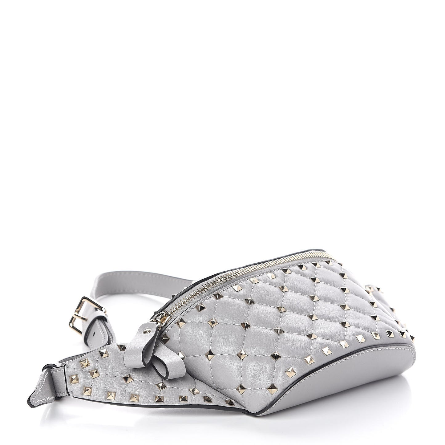 Nappa Rockstud Spike Belt Bag 85 Pastel Grey