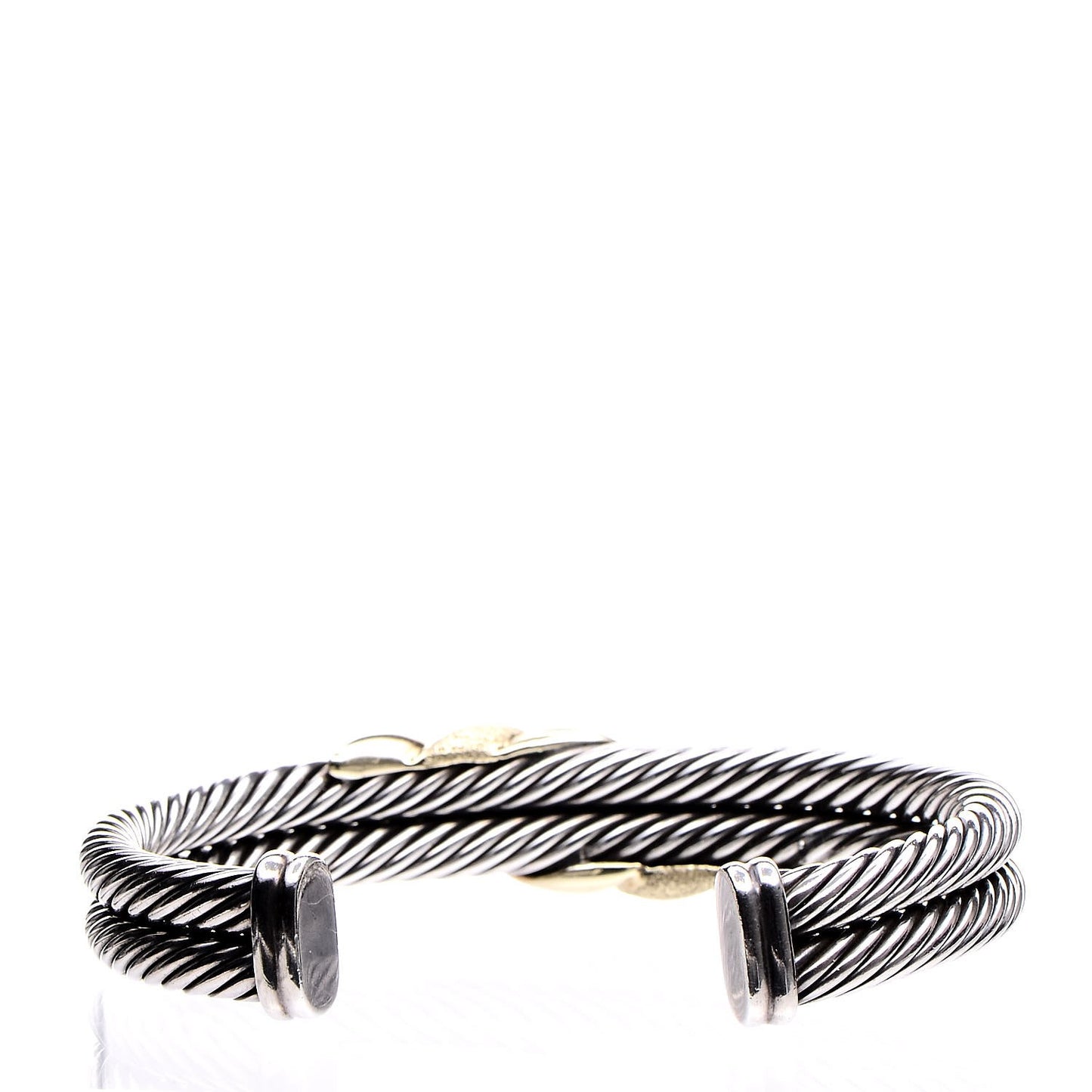 Sterling Silver 14K Yellow Gold Double Cable Cuff