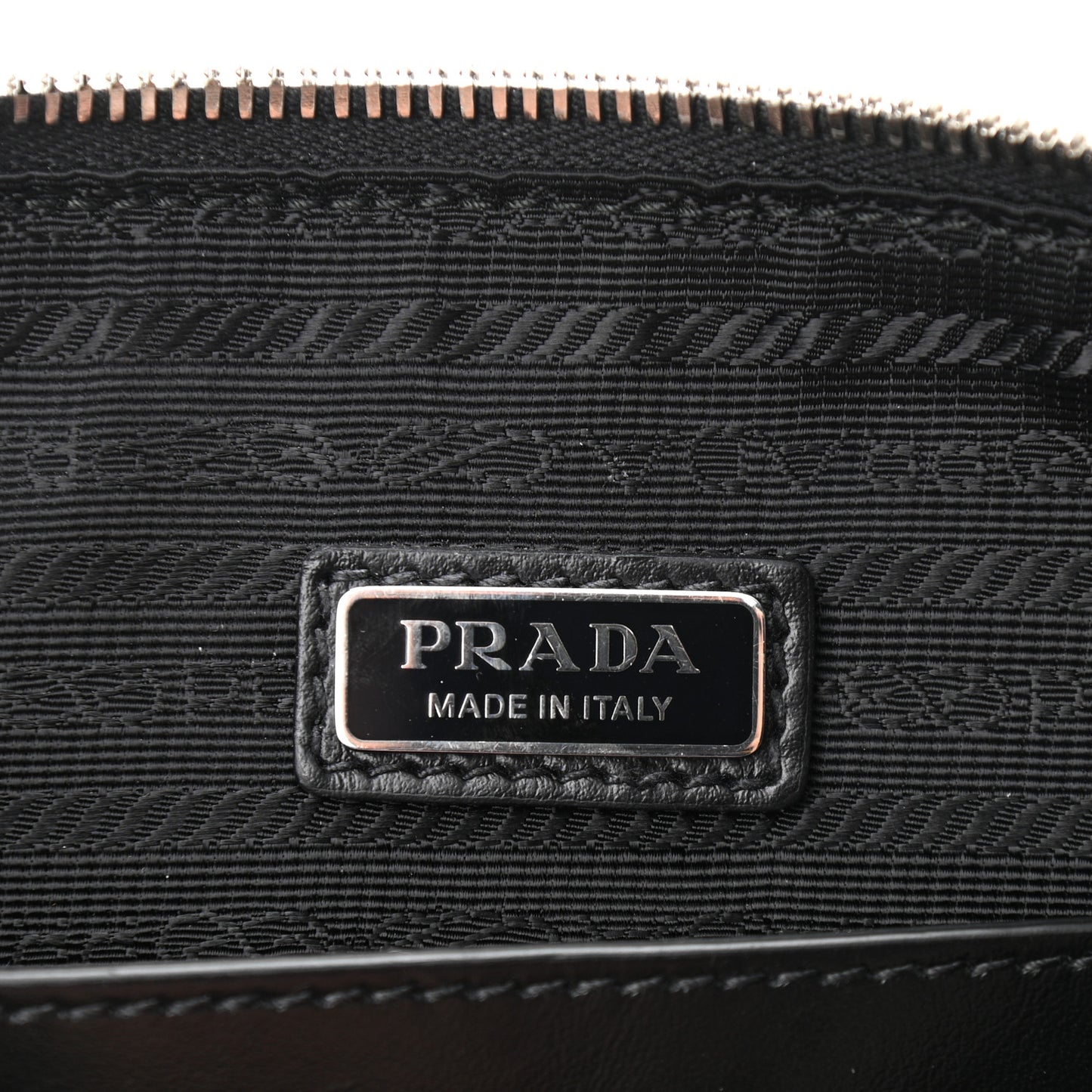 Saffiano Cuir Triangle Logo Embossed Triangle Shoulder Bag Black