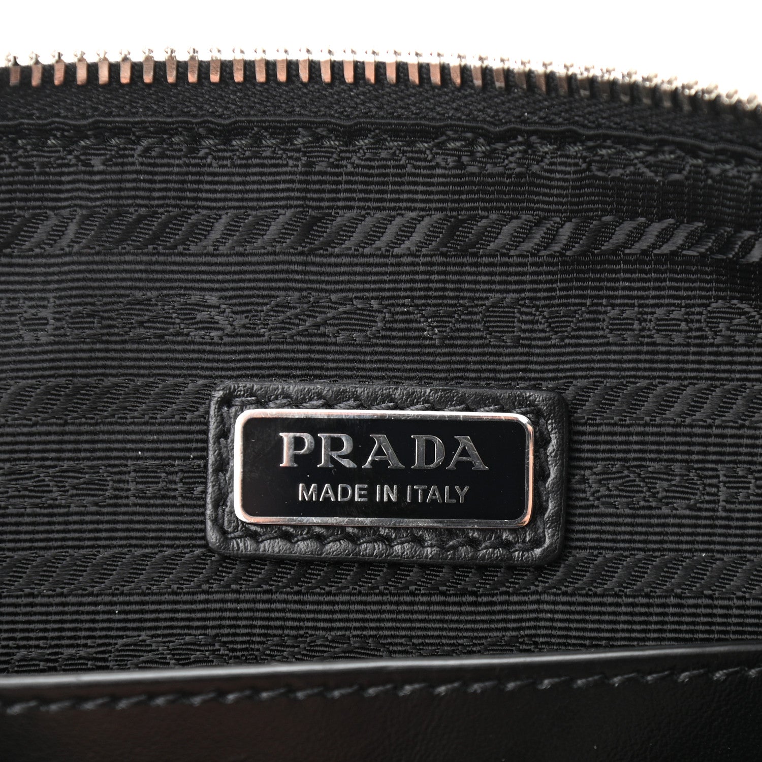 Prada Saffiano Cuir Triangle Logo Embossed Triangle Shoulder Bag Black 6 of 9