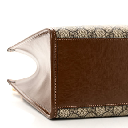 Gucci GG Supreme Monogram Azalea Calfskin Small Retro Interlocking G Tote Bag Beige Ebony Brown Sugar 9 of 10