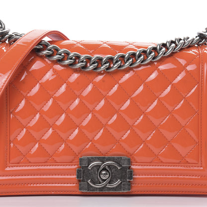 Chanel Patent Quilted Medium Boy Flap Orange 9 of 17