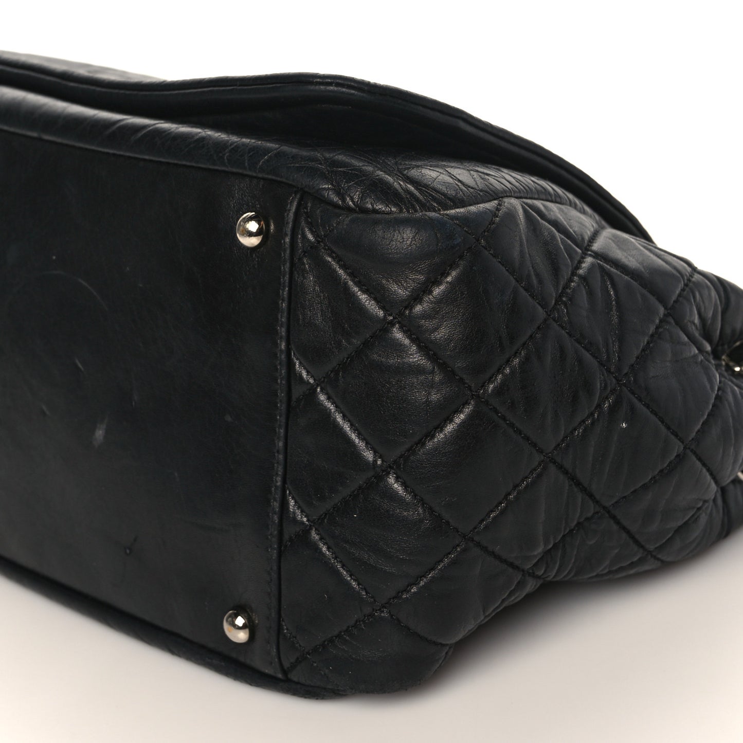 Lambskin Medium Rock and Chain Flap Black