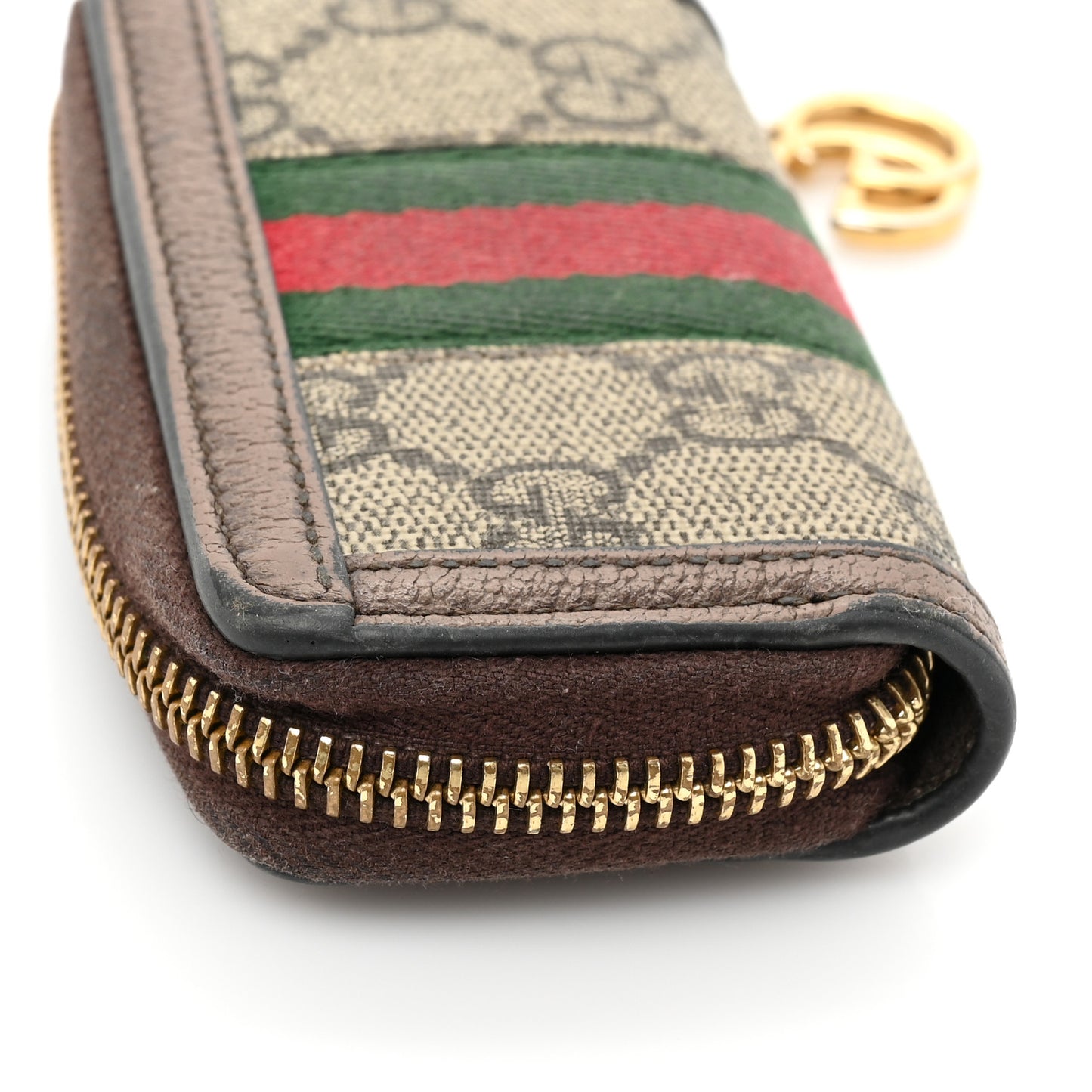 GG Supreme Monogram Web Ophidia Zip Around Key Case Beige New Acero