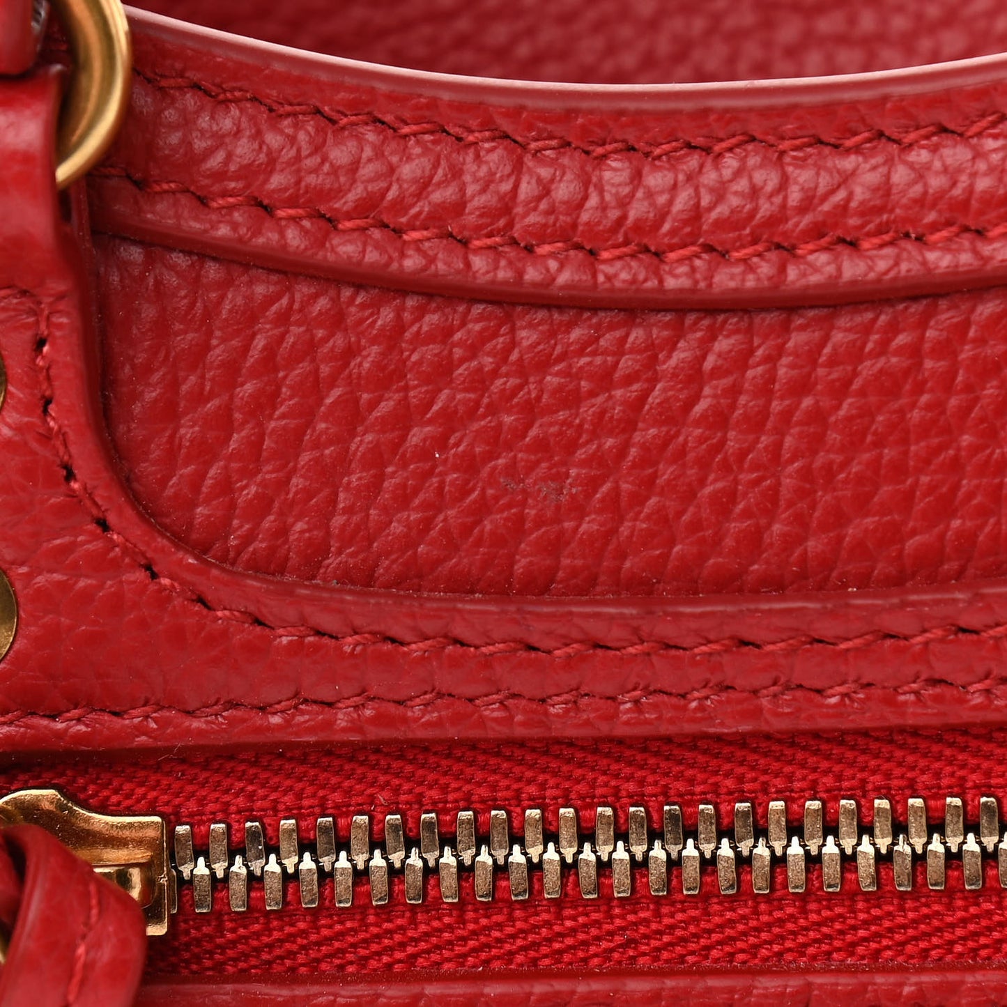 Grained Calfskin Neo Classic Gold Hardware Nano City Crossbody Medium Red