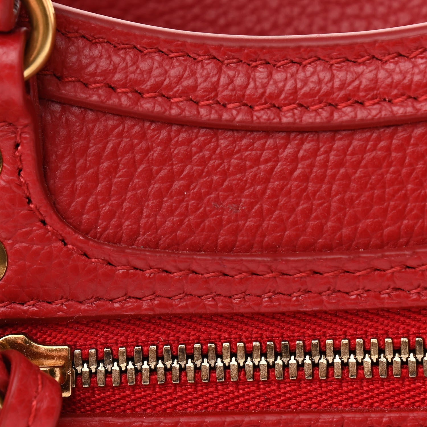 Balenciaga Grained Calfskin Neo Classic Gold Hardware Nano City Crossbody Medium Red 13 of 14