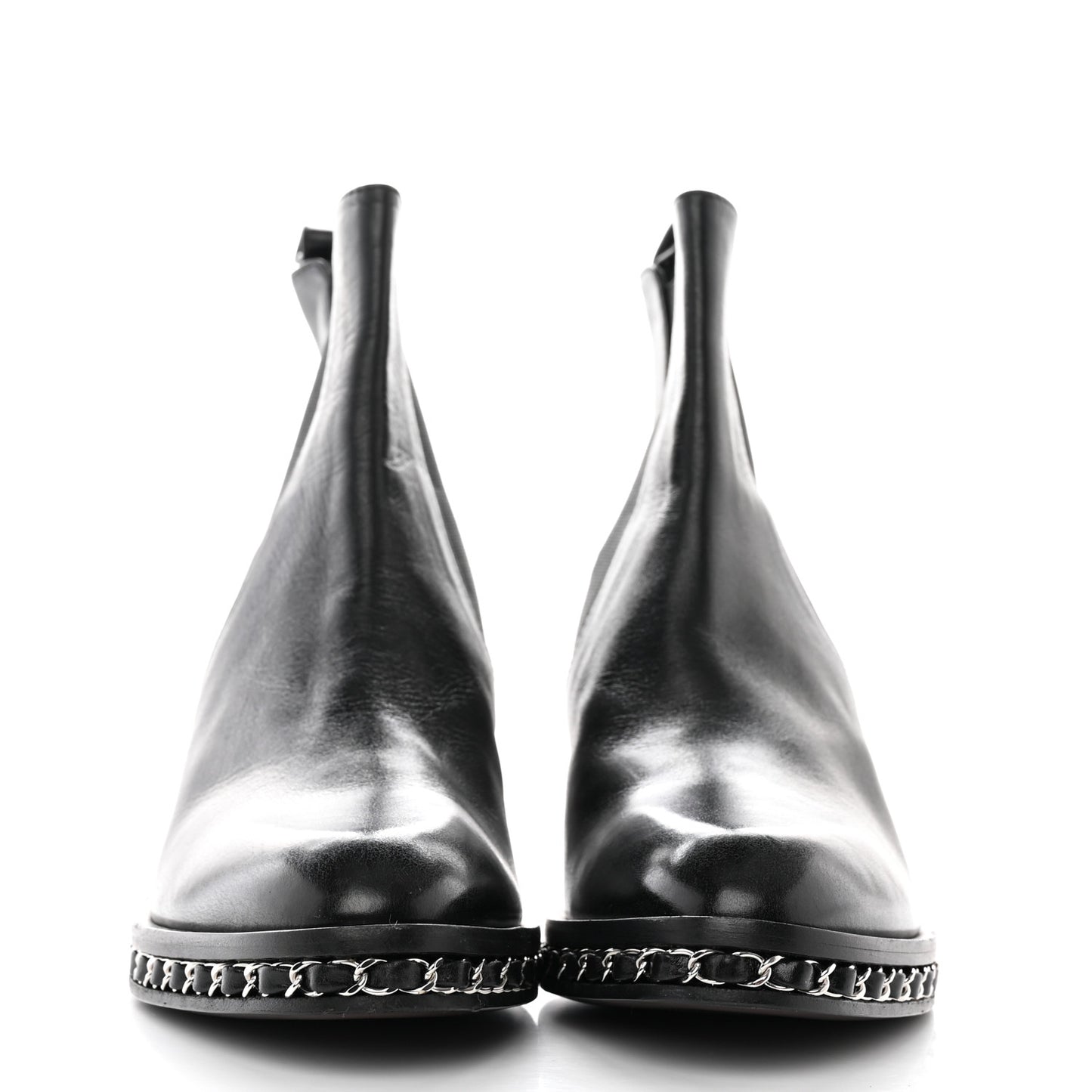 Calfskin Chain Around Chelsea Boots 38.5 Black