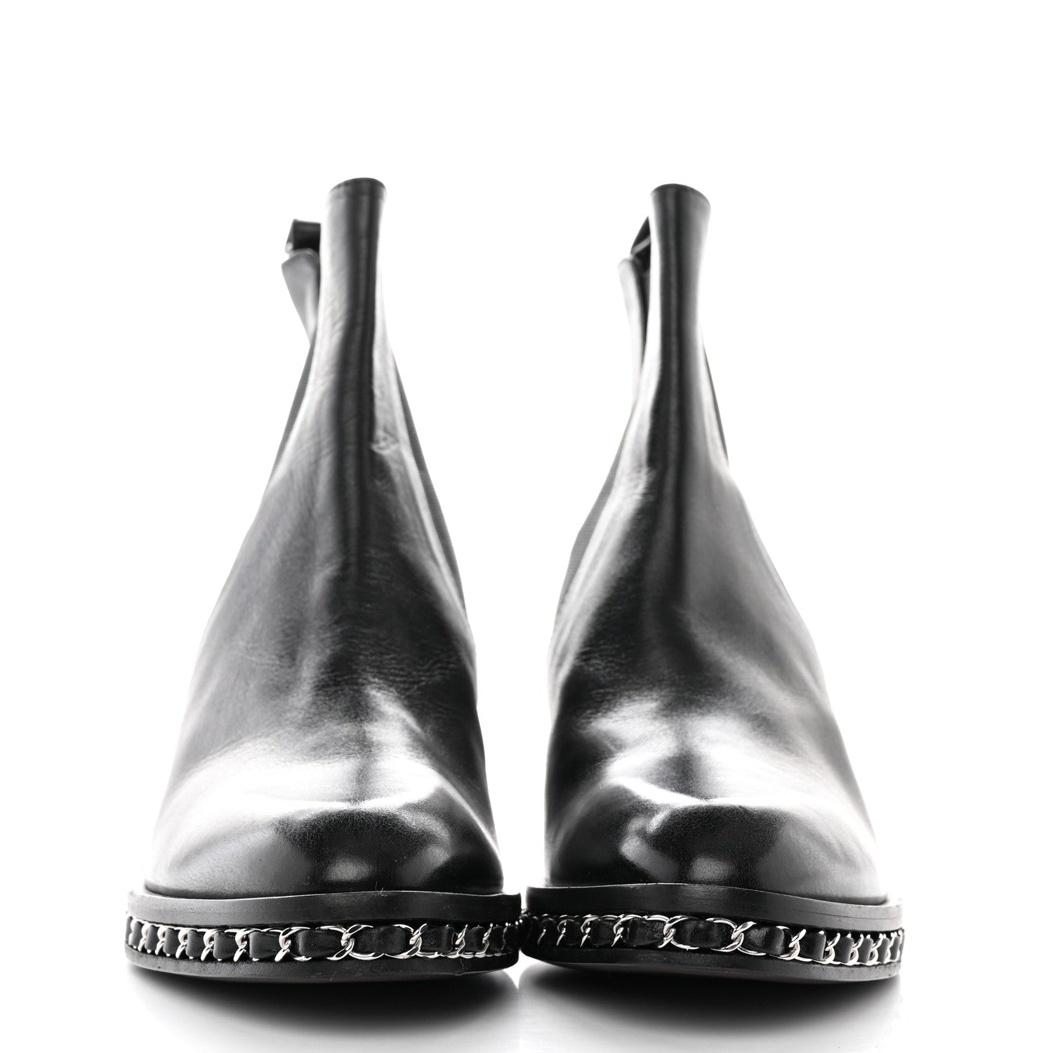 Chanel Calfskin Chain Around Chelsea Boots 38.5 Black 2 of 13