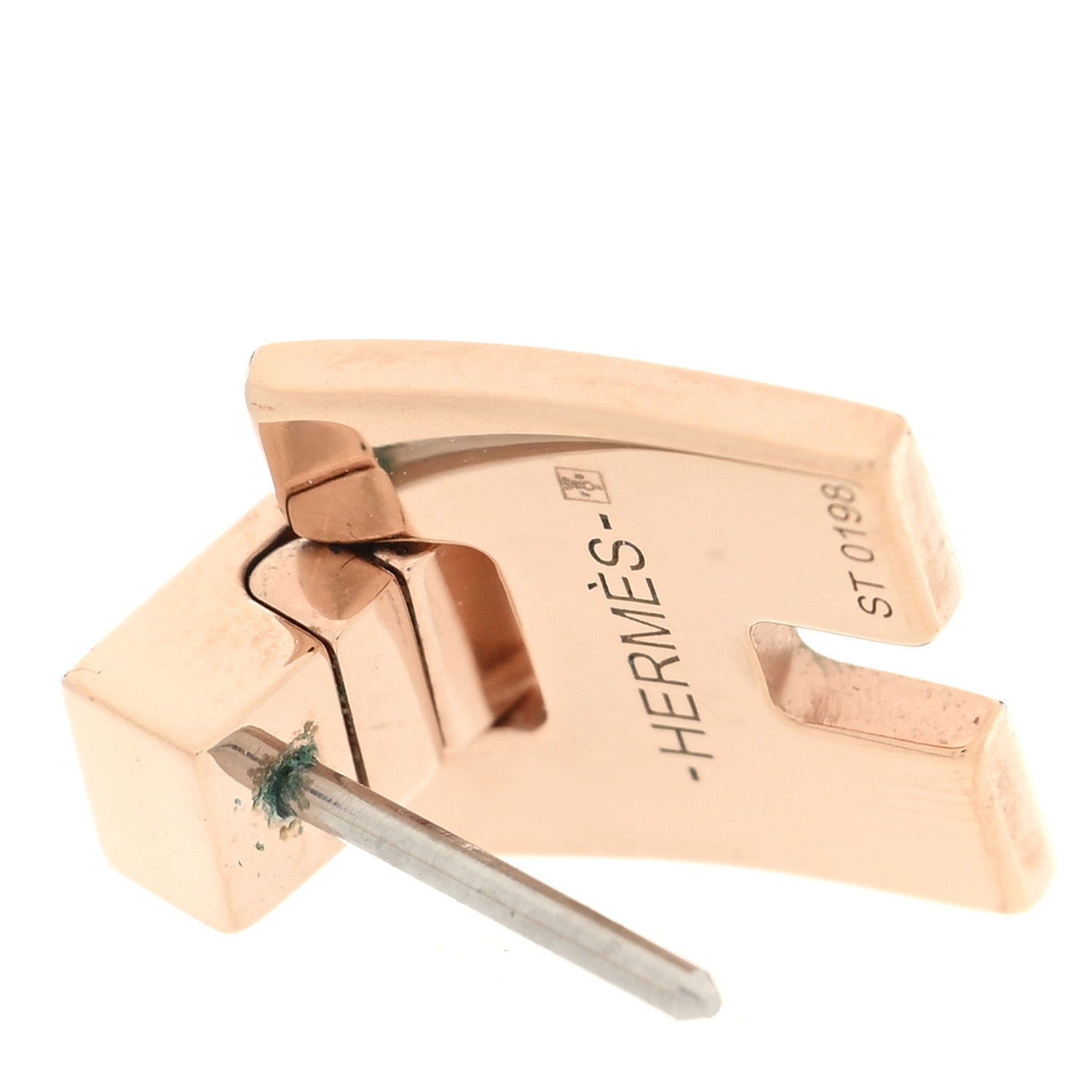 Hermes Rose Gold Lacquer Eileen Earrings Black 4 of 5