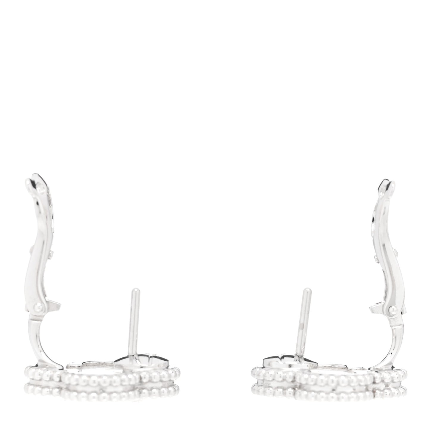 18K White Gold Mother of Pearl Vintage Alhambra Earrings