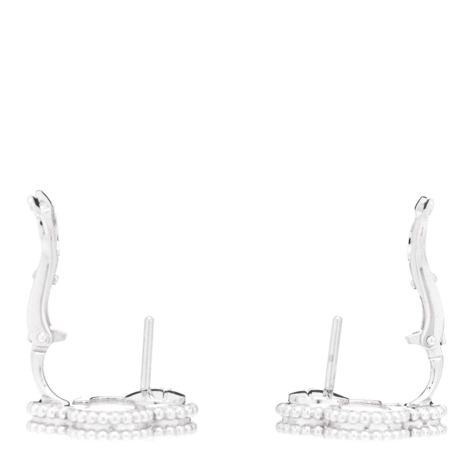 Van Cleef & Arpels 18K White Gold Mother of Pearl Vintage Alhambra Earrings 3 of 4