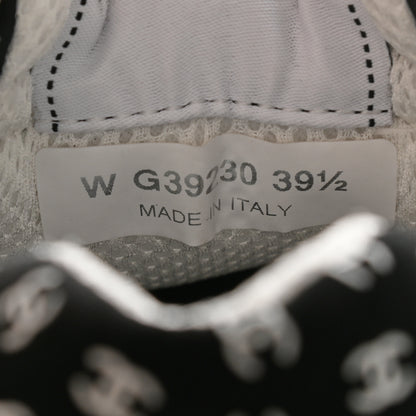 Chanel Nylon Suede Calfskin Printed CC Sneakers 39 White Black 7 of 8