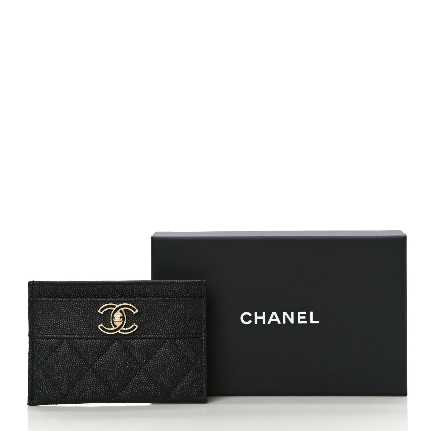 Caviar Quilted Vintage Mademoiselle Card Holder Black