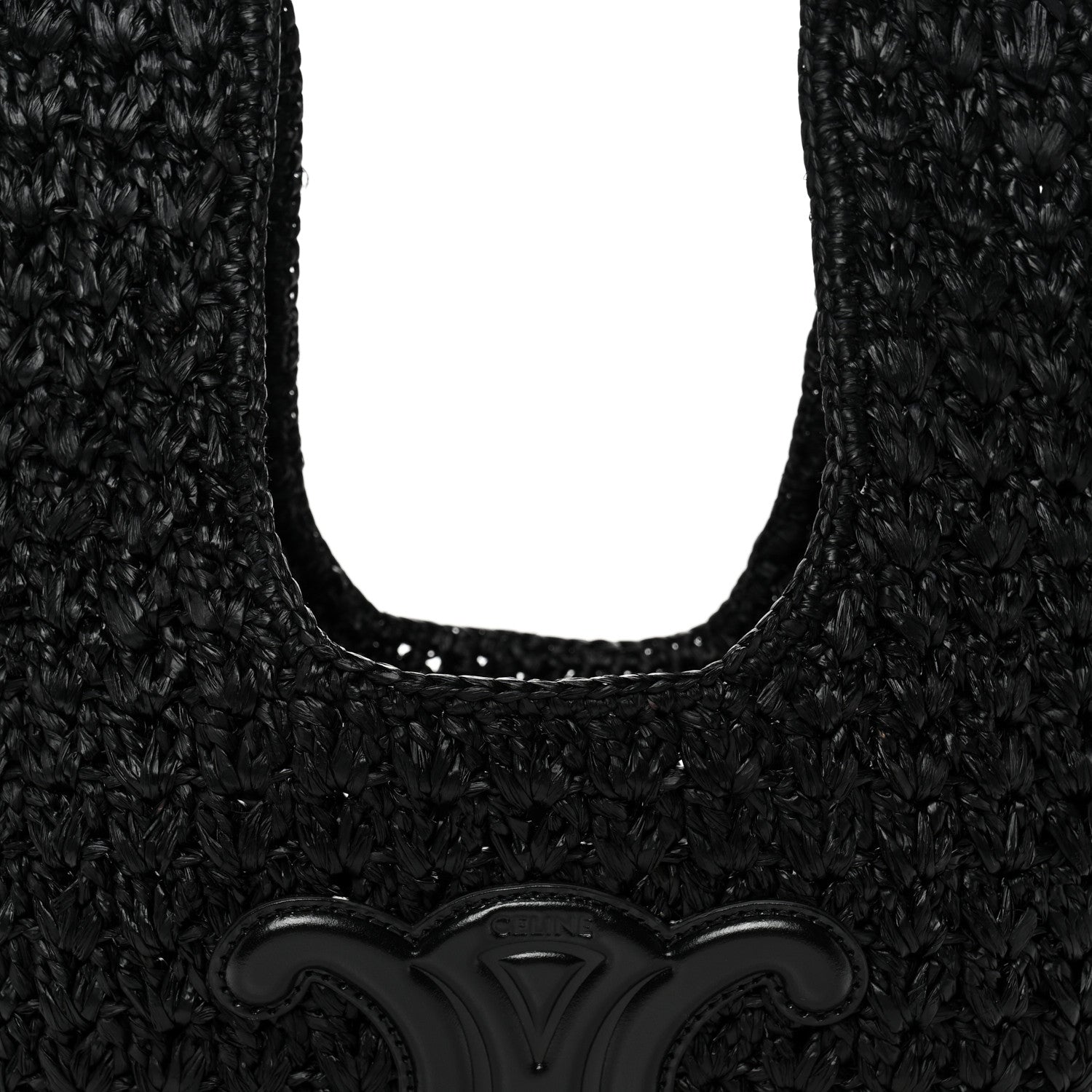 Celine Raffia Calfskin Triomphe Panier Hobo Bag Black 6 of 10