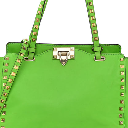 Valentino Garavani Vitello Small Rockstud Tote Green Fluo 7 of 12