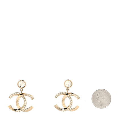 Chanel Crystal CC Circle Drop Earrings Gold 2 of 4