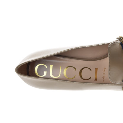 Gucci Malaga Kid Sylvie Web Chain Mid Heel Loafers 37 Mud 7 of 10