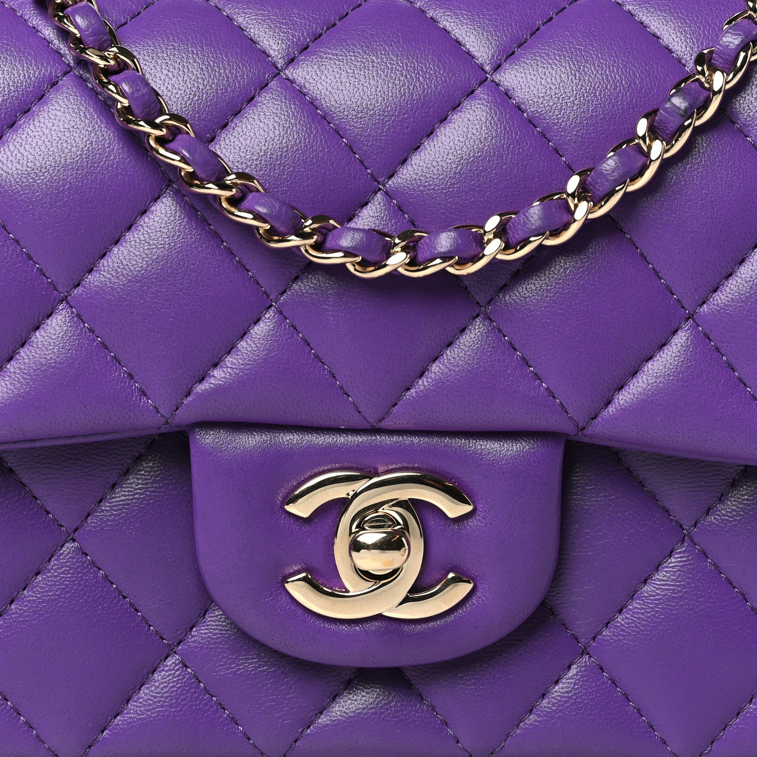 Chanel Lambskin Quilted Mini Top Handle Rectangular Flap Dark Purple 8 of 11