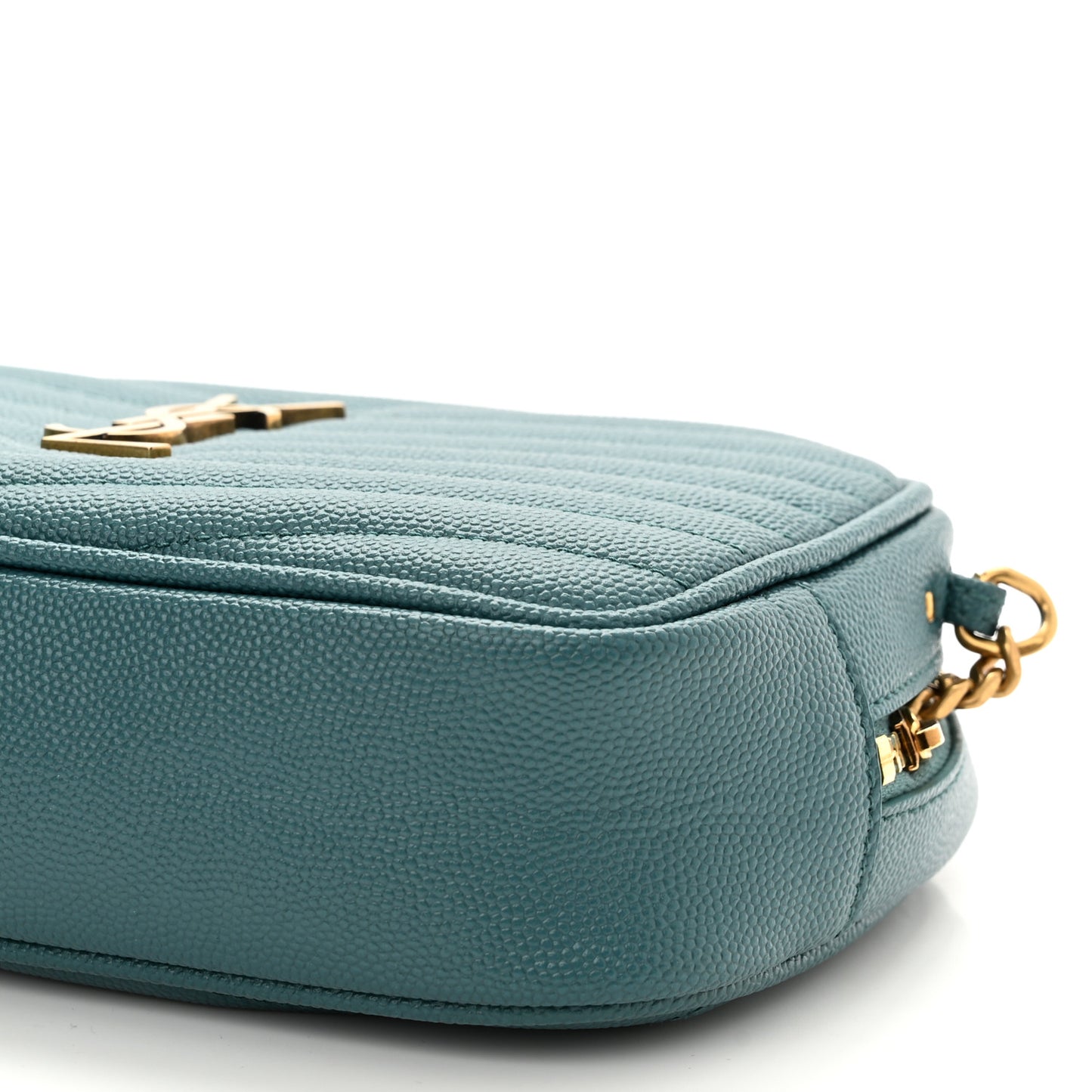 Grain De Poudre Matelasse Monogram Mini Lou Camera Bag Blue Vert