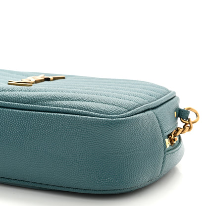 Saint Laurent Grain De Poudre Matelasse Monogram Mini Lou Camera Bag Blue Vert 10 of 11