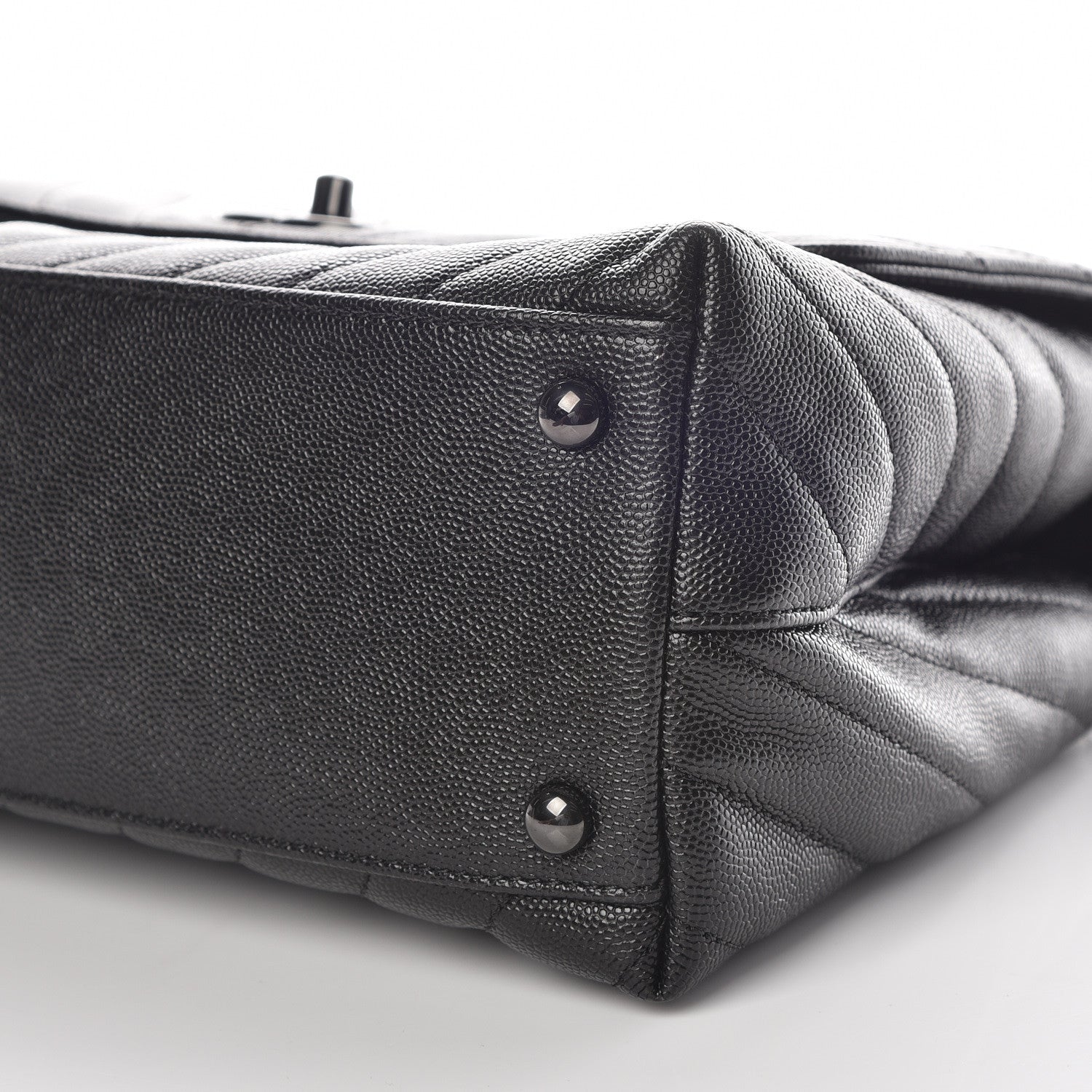 Chanel Caviar Chevron Quilted Small Coco Handle Flap So Black 9 of 10